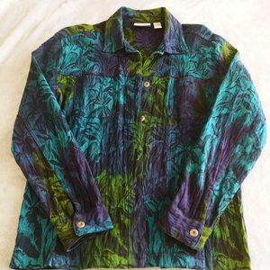 Chico's Women's Multicolored Long Sleeve Buttondown Shacket - Size 0
